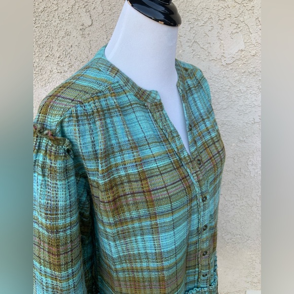 NWOT Free People Alexa Green Plaid Waffle Knit Drop Hem Mini Dress - Picture 3 of 7